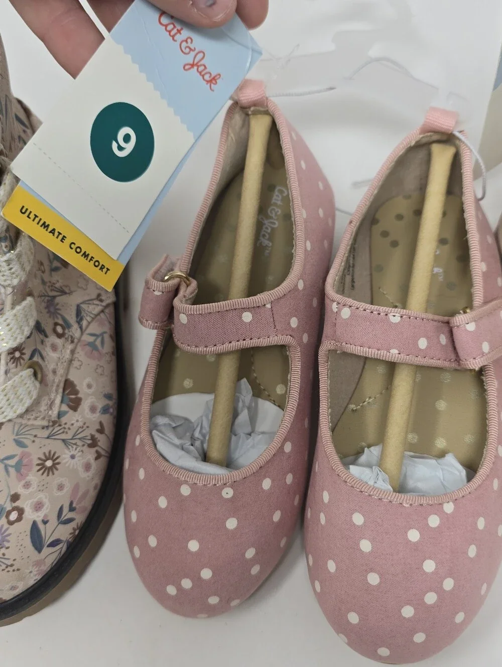 Cat & Jack Girls Size 9 Shoe Lot Bundle Lace Up Boots Pink Floral Flats